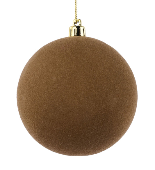 XH113704  100Mm Smooth Flocked Ball Ornament  Brown