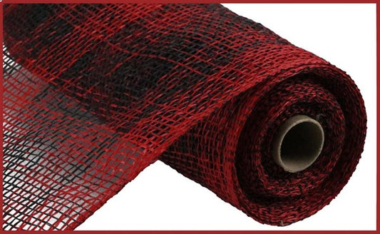 RP8158E9  10" x 10yd Poly Burlap Check Mesh Red/Black
