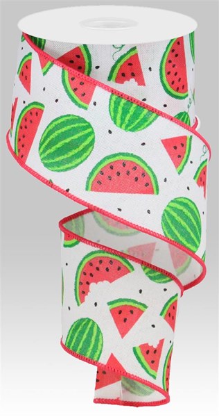 RG0199227 2.5"X10yd  Watermelon Slices On Royal White Base