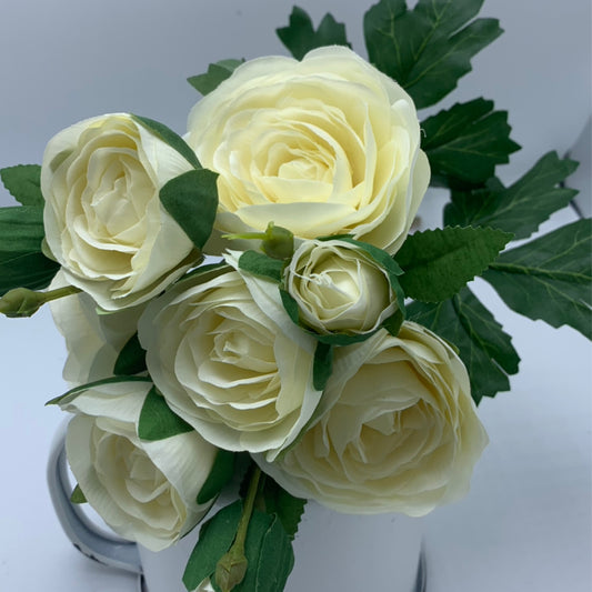 2280017WH  17.5” Italian Ranunculus Bush. White