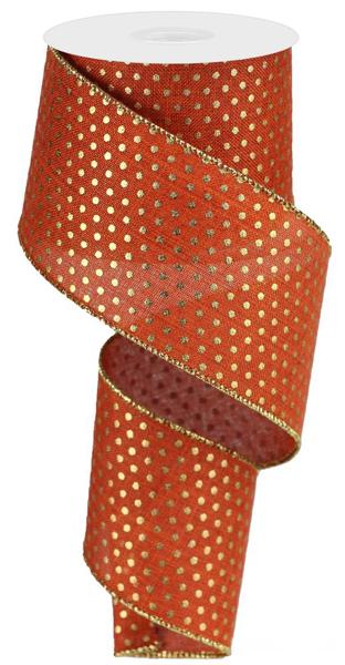 RG0190858    2.5" x 10yd Royal Swiss Dots   Rust/Gold