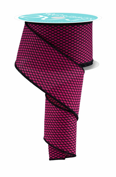 RGF169907  2.5" x 10yd Mini Harlequin Fuchsia/Black