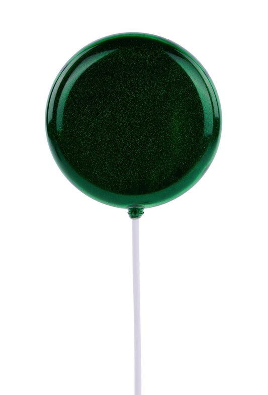 XC120606  120mm Glitter Lollipop with Stick – Emerald Green – 11.75" OAL