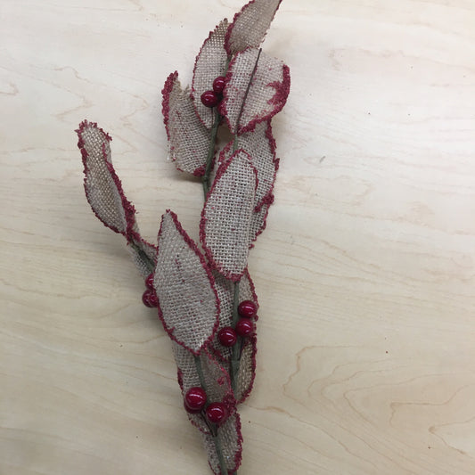 XS9555. 32" Burlap Leaf Berry Spray Brown