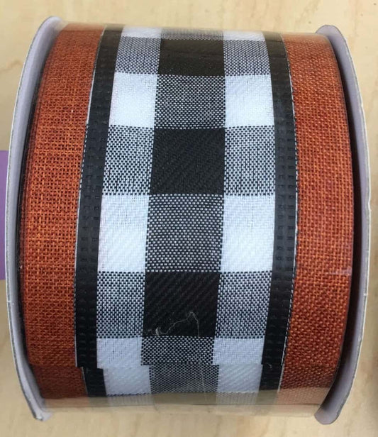 651134031  2.5" x 10yd Printed Plaid Mustard/Black/White