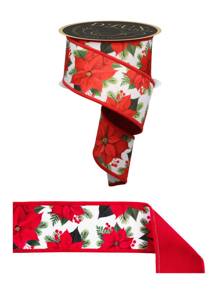 LX109567  2.5" x 10yd Poinsettia/Fused White/Red/Green