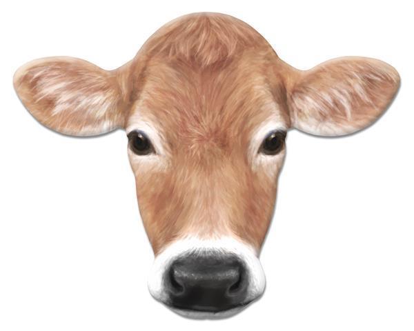 MD1231   12"Hx15.18"L Metal Calf Cow Sign   Tan/White/Black
