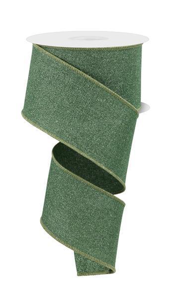 RGE138189     2.5" x 10yd Fine Glitter On Royal    Sage Green