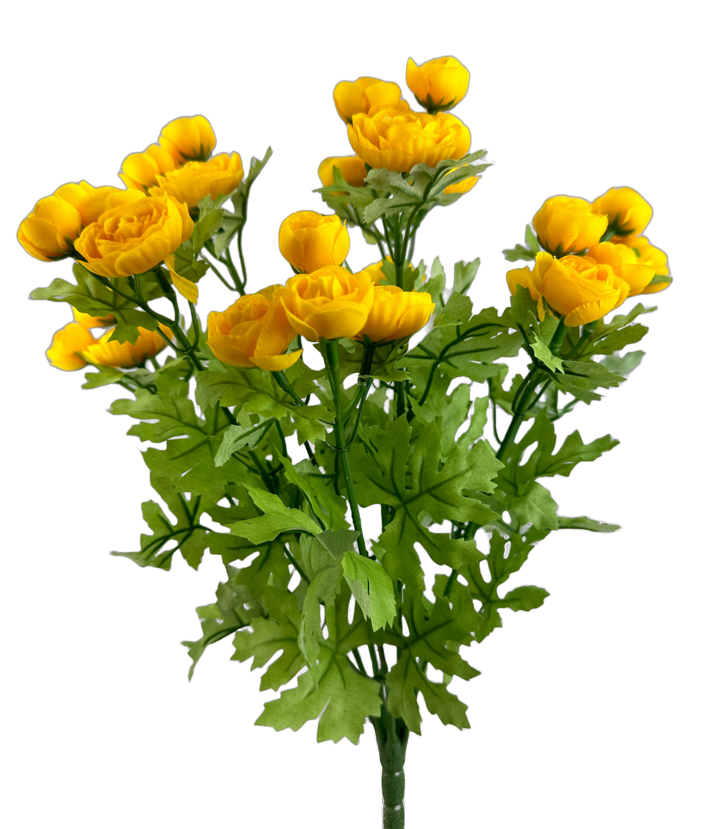 63514YW    17"H   Mini Ranunculus Bush    Yellow