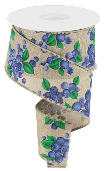 RGC175301 2.5"X10 YD Blueberries Lt Beige/Blue/Green