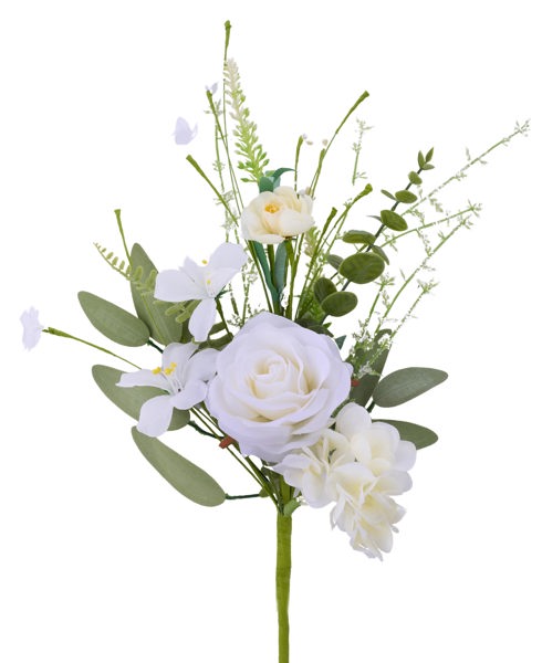FH814792   19"L Rose/Hydrangea Flower Spray   White/Cream