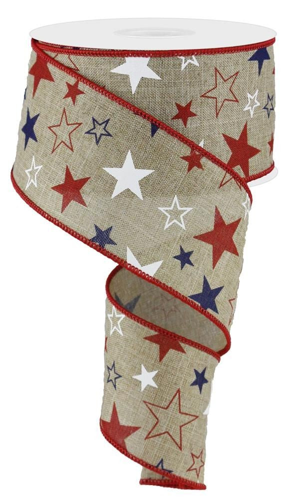 RG1514KY   2.5" x 10yd Stars Print/Royal     Red/White/Blue