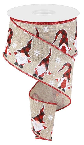 RX9198 2.5"X10yd Gnome/Snow/Snowflake Natural W/White/Red/Black