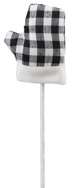 XS986134  11"L Gingham Mitten Pick   Black/White