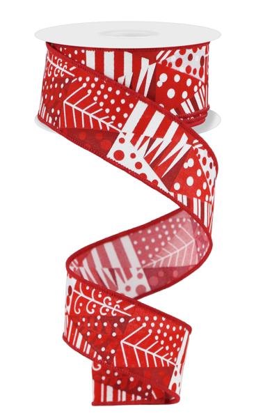 RGE183056     1.5" x 10yd Triangle Multi Tree   White/Red Multi