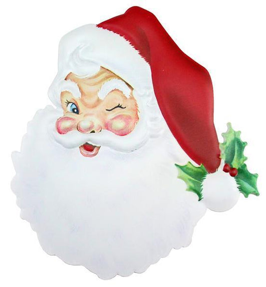 MD0621    12"H x 11.75"L Metal Embossed Santa Face