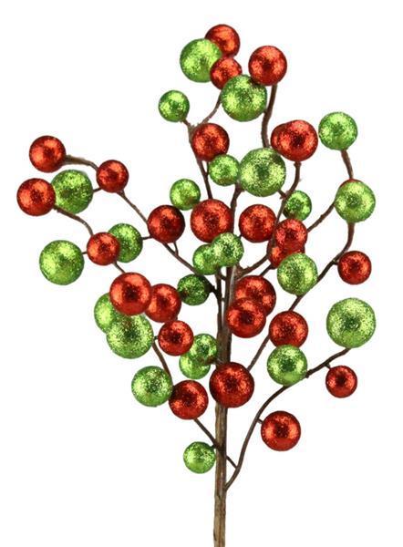 XP379672 17"L Round Mixed Glitter Ball Pick   Red/Lime Green