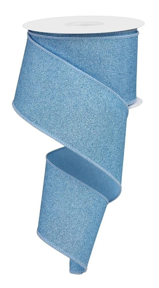 RGE1381H1    2.5" x 10yd Fine Glitter On Royal    Pale Blue