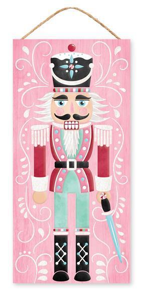 AP8925      12.5"H x 6"L Glitter Nutcracker Sign     Pink/Red/White/Black