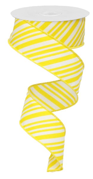 RX9139J3  1.5" x 10yd Mix Size Diagonal Lines White/Yellow