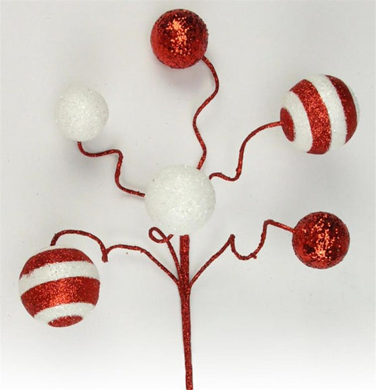 XS994491 17"L Stripe/Solid Glitter Ball Pick Red/White
