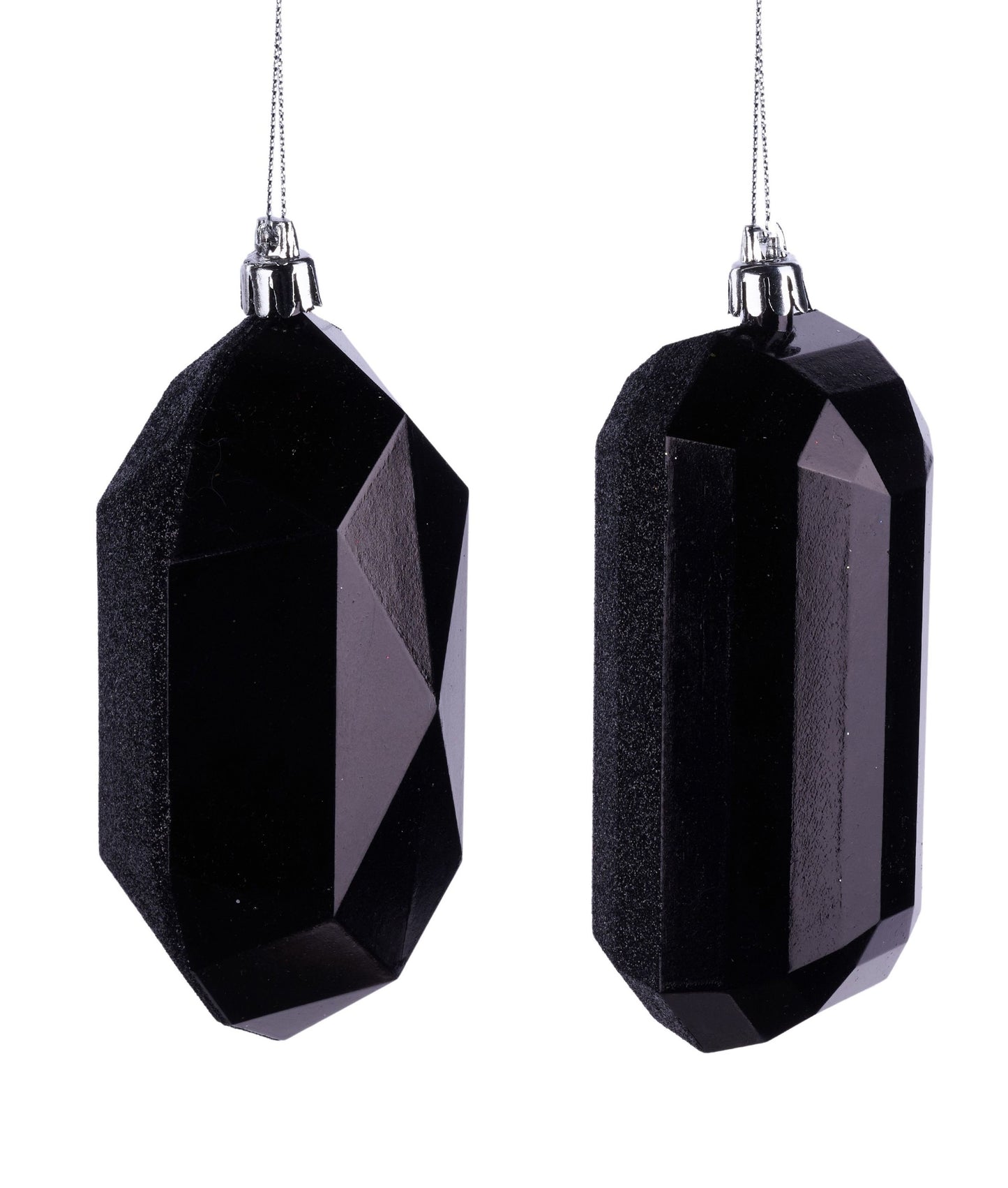 XJ707702    5.25"L Glitter Gem Ornament   Black