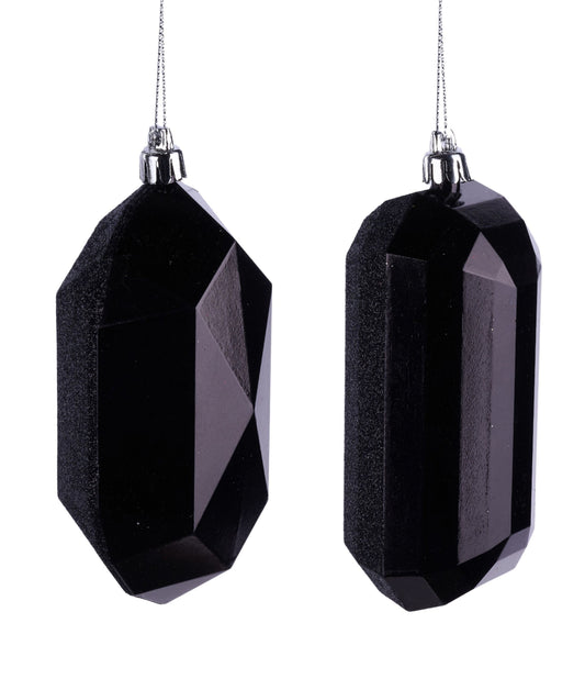 XJ707702    5.25"L Glitter Gem Ornament   Black