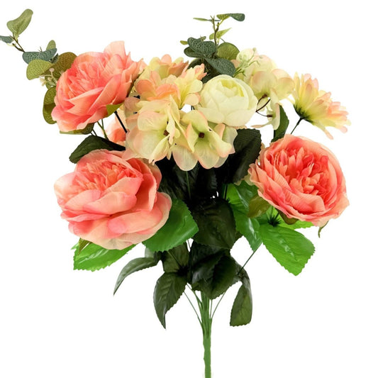 CS12526-PCHCRM    PEONY/HYDRANGEA/RANNACAULUS/EUCALYPTUSX18    Peach/Cream