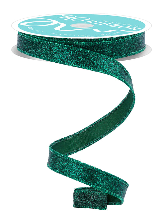 RGF108912  5/8" x 10yd Shimmer Glitter Hunter Green