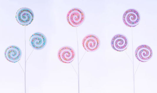 XS1258     24"L Candy Sprinkle Swirl Spray    Lt Blue;Lav;Lt Pnk