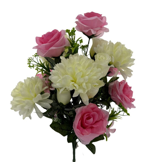 CS14079-PKCR      ROSE/MUM/ROSEBUD/MINI LILYX24     - PINK/CREAM