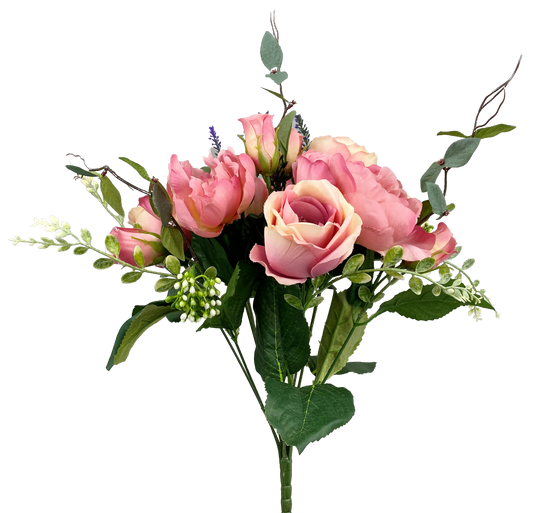 35116MV    Rose Peony Mix Bush H17"   Mauve