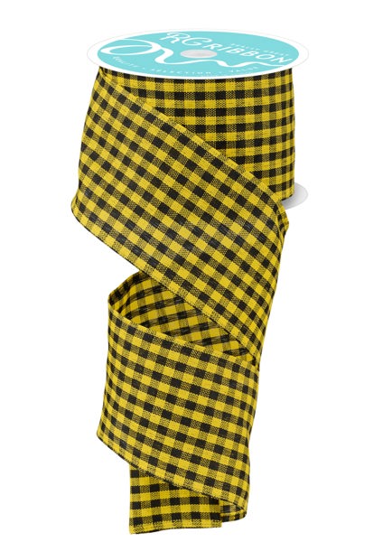 RGA121257  2.5" x 10yd Woven Gingham Check Yellow/Black