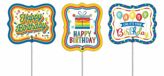 MF399995   12.5"Lx5.75"H Metal Happy Birthday Sign   Blue