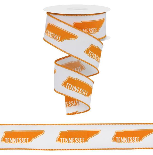 RGE126027  1.5" x 10yd Tennessee Silhouette/Diagonal White/Orange