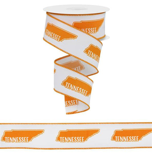 RGE126027  1.5" x 10yd Tennessee Silhouette/Diagonal White/Orange
