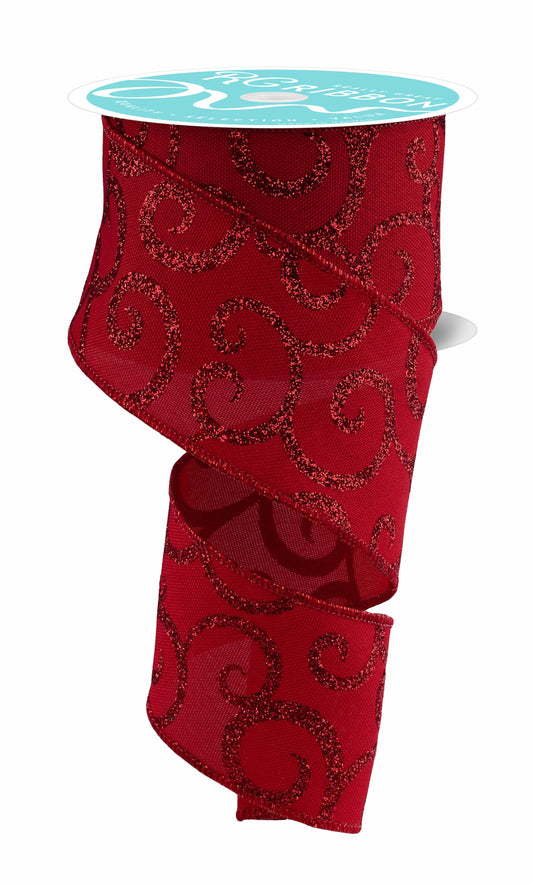 RGF178724  2.5" x 10yd Glitter Swirl Red
