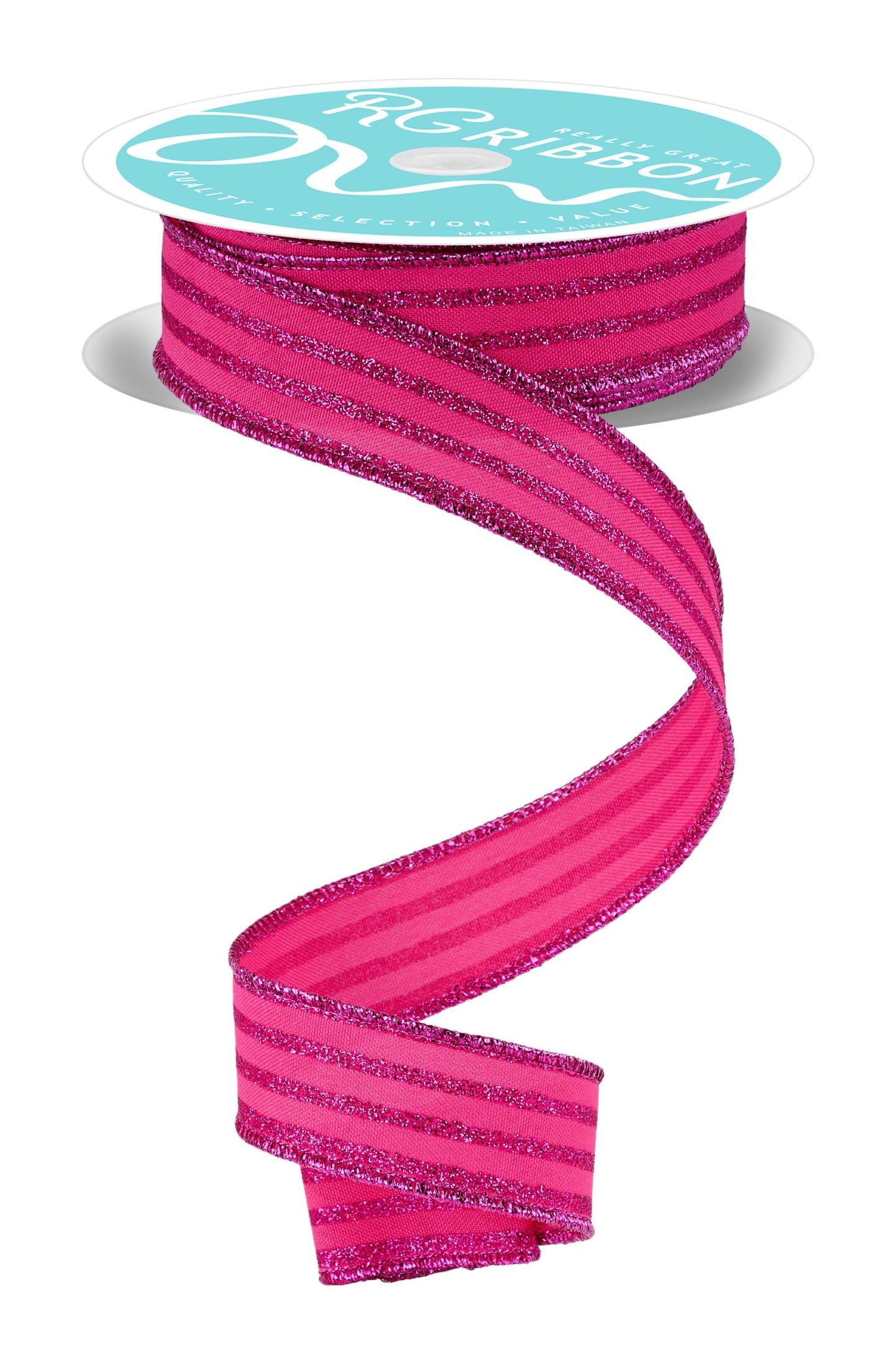 RGF797011  7/8" x 10yd Glitter Vertical Stripe Hot Pink