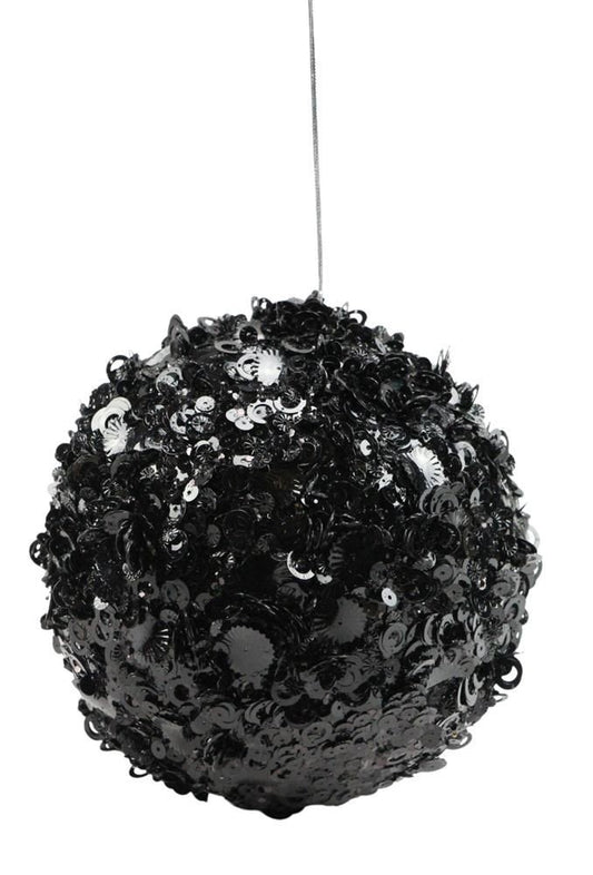 XY942102   5"Dia Sequin Glitter Ornament  Black