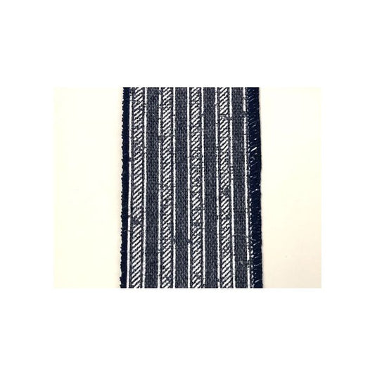 RJ11040-27      2.5" X 10YD WIRED FAUX BURLAP / BRAID STRIPES RIBBON    Navy