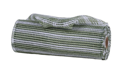 RE8902TX  10" x 10yd Horizontal Wide Stripe Mesh Sage/White