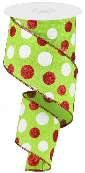 RG0178433 2.5"X10yd Three Sized Glitter Dot/Royal