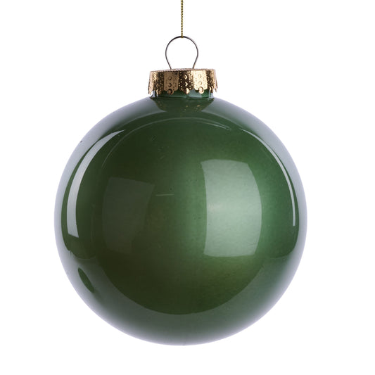 XH9663X8  150Mm Dia Lacquer/Glass Look Ornament  Sage Green