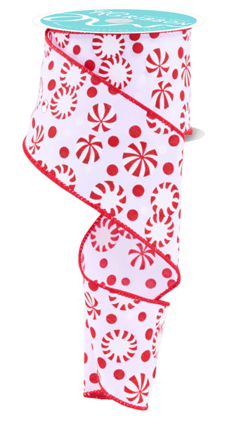RGF142967  2.5" x 10yd Christmas Candy White/Red