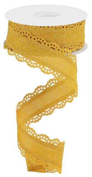 RGC1302F4  1.5" x 10yd Scalloped Edge Royal Burlap Dark Mustard