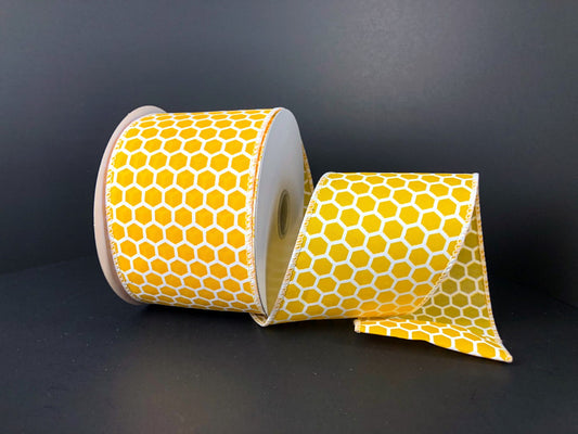 41259-40-49    2.5"X10YDS     Honey Comb  Yellow/White