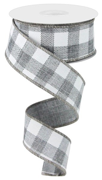 RG0179910  1.5" x 10yd Striped Check On Royal Grey/White