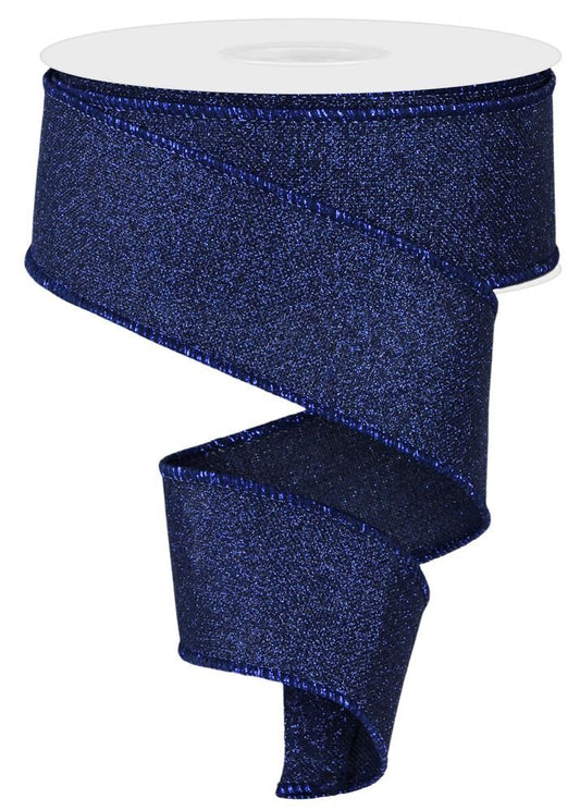 RGE138019  1.5" x 10yd Fine Glitter On Royal Navy Blue