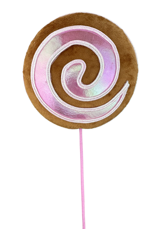 86444BNP     22"H  DIA 6.5"   Gingerbread Lollipop Spray  Brwn/Pink
