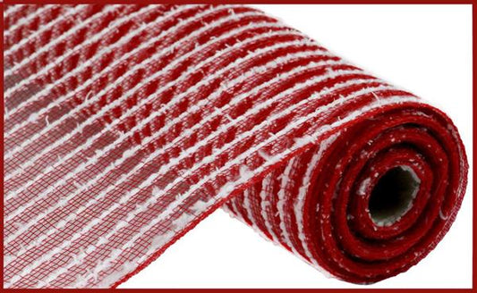 RY810249    10.25" x 10yd Snowdrift/Pp Mesh   Red/White
